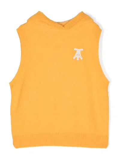 The Animals Observatory The Yak Pullunder Mit Logo-patch In Yellow
