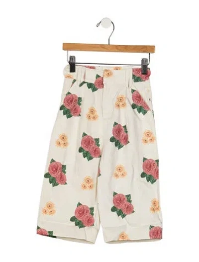 Pre-owned The Animals Observatory Babies' Toddler Girls' Floral Wide Pants In Black