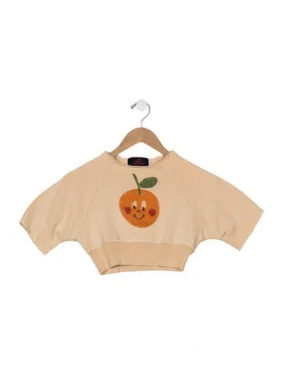 Pre-owned The Animals Observatory Babies' Toddler Girls' Off Shoulder Sweater In Orange