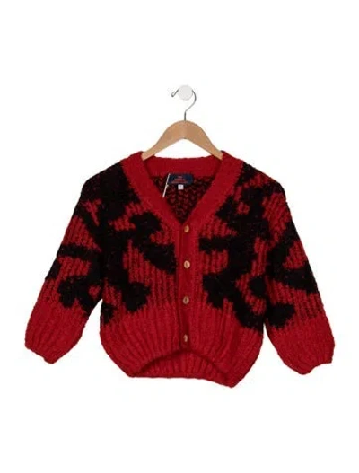 Pre-owned The Animals Observatory Babies' Toddler Girls' Pattern Sweater  W/tags In Black/red