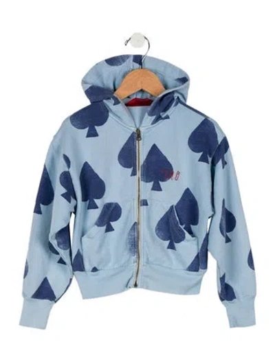 Pre-owned The Animals Observatory Babies' Toddler Girls' Printed Long Sleeve Hoodie Jacket In Blue