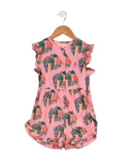 Pre-owned The Animals Observatory Babies' Toddlers Girls' Embroidered Pattern Romper W/tags In Pink