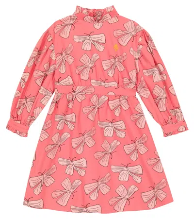 The Animals Observatory Kids' Tortoise Printed Cotton And Linen Dress In Pink Butterfly