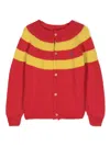 The Animals Observatory Toucan Striped Wool Cardigan In Red