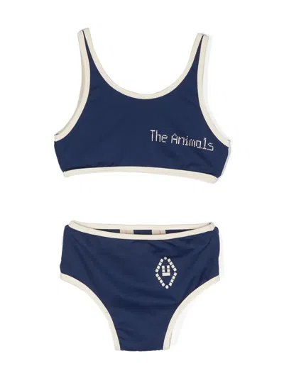 The Animals Observatory Kids' Triton Bandeau Bikini In Blue