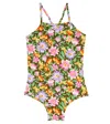 The Animals Observatory Trout Floral Printed Swimsuit In Deep Brown Flowers
