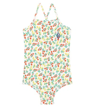 The Animals Observatory Kids' Trout Logo Swimsuit In White