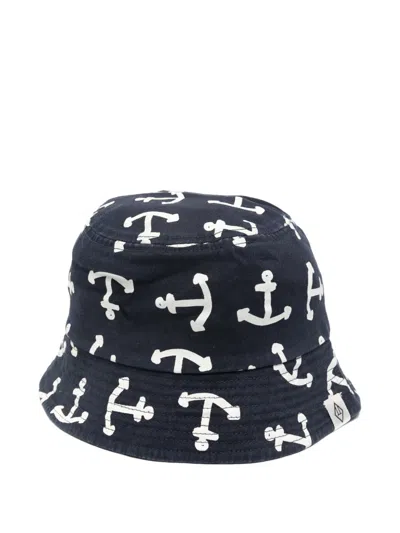 The Animals Observatory Kids' Tuna Anchor-print Bucket Hat In Blue
