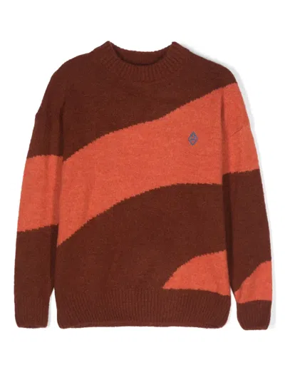The Animals Observatory Zweifarbiger Intarsien-pullover In Brown