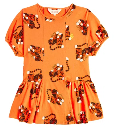 The Animals Observatory Kids' Walrus Cotton Dress In Orange
