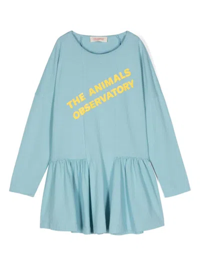 The Animals Observatory Kids' Walrus Logo-print Dress In Blue