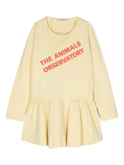 The Animals Observatory Kids' Walrus Logo-print Dress In Yellow