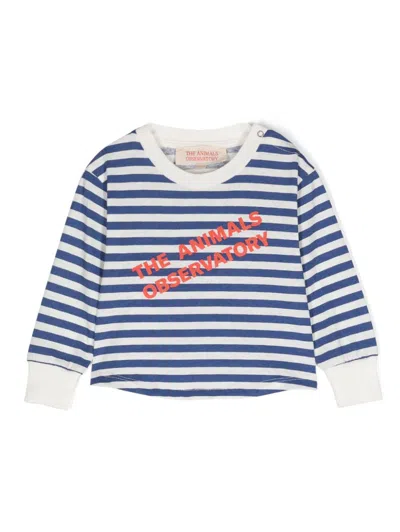 The Animals Observatory Babies' Wapiti Striped T-shirt In White