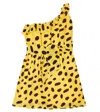The Animals Observatory Cheetah Print Cotton Dress In Yellow