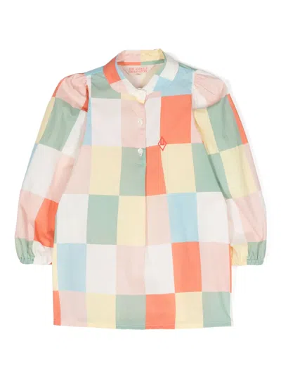 The Animals Observatory Kids' White Cuckoo Check-pattern Shirt In Yellow
