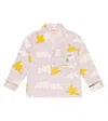 The Animals Observatory Wolf Printed Cotton Shirt In Lavand Clouds And Birds
