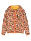 The Animals Observatory X Save The Duck Floral-print Padded Jacket In Orange