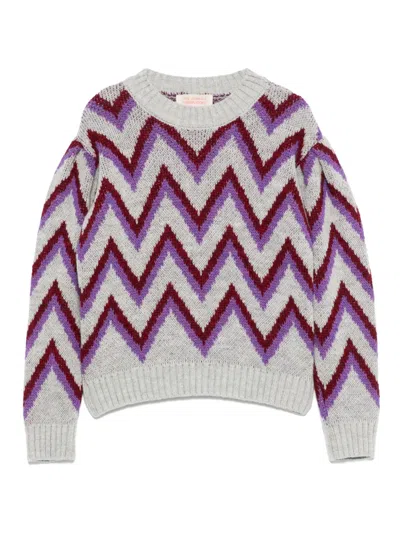 The Animals Observatory Kids' Zigzag Motif Sweater In Multi