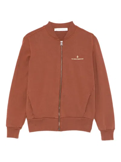 The Animals Observatory Kids' Zip Bird-print Sweater In Brown