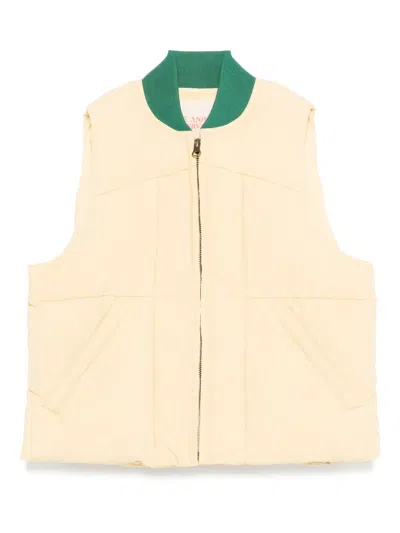 The Animals Observatory Zip-up Quilted Gilet In Neutral