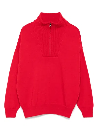 The Animals Observatory Kids' Zip-up Sweater In Red