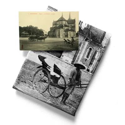 The Annam House La Cathedrale Et La Poste, Saigon - Cathedral Tea Towel In Beige/black