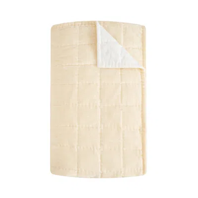 The Annam House Neutrals / White Hand Stitched Throw - Sand