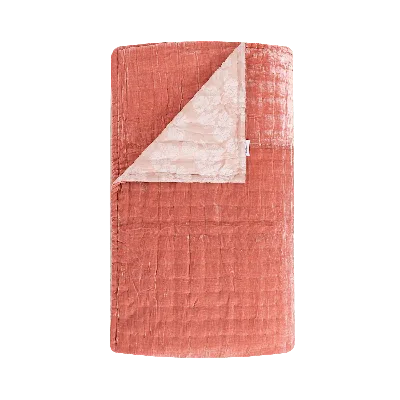 The Annam House Velvet Hand Quilt Throw - Old Rose & Rose Water In Pink