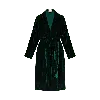 The Annam House Women's Green Velvet Piped Long Robe With Belt - Forest In Green