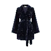 The Annam House Women's Velvet Piped Short Robe With Belt - Midnight Blue In Blue