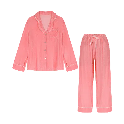 The Annam House Women's Velvet Pyjamas Set - Cloud Pink