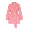 The Annam House Women's Velvet  Short Robe With Belt - Cloud Pink In Pink