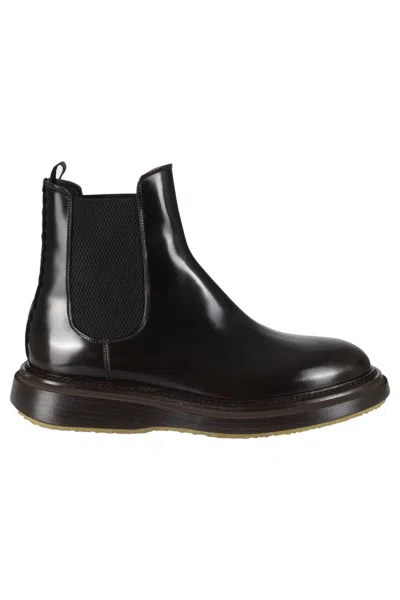 The Antipode Beatles Brushed Leather Boots With Elastic Side Panels In Black