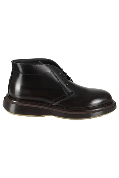The Antipode Brushed Leather Lace-up Boots With Durable Sole In Brown