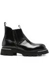 The Antipode Leather Stitched-panel Ankle Boots In Black