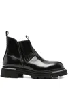 The Antipode Leather Stitched-panel Ankle Boots In Black