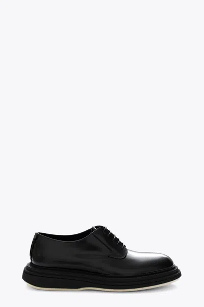 The Antipode Derby Pelle Di Vitello Abrasivato Back Polished Calfskin Leather Derby - Victor 161 In Nero Neri E Grigi