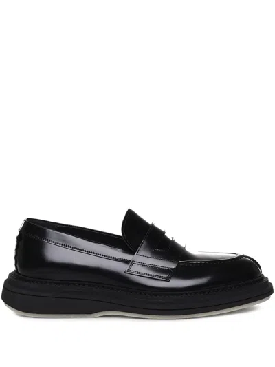 The Antipode Penny Leather Loafers In Black