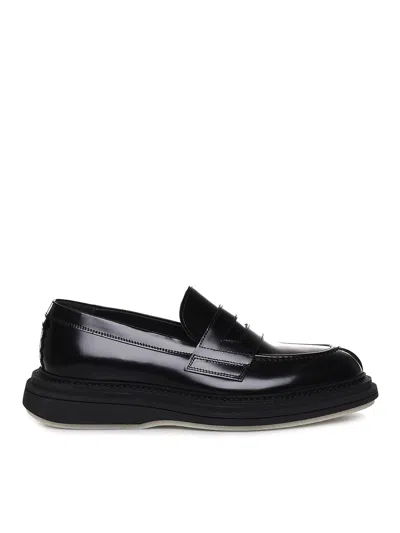 The Antipode College In Pelle Di Vitello Abrasivato Black Leather Loafer In Negro