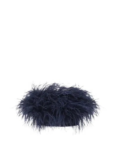 The Archivia Aura Feather-trim Bandeau Top In Blue