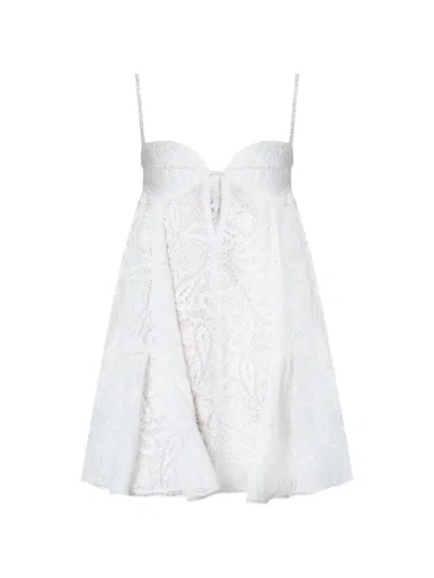 The Archivia Core Lace-embroidered Padded-cup Dress In White