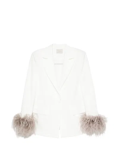 The Archivia Feather-cuff Blazer In White
