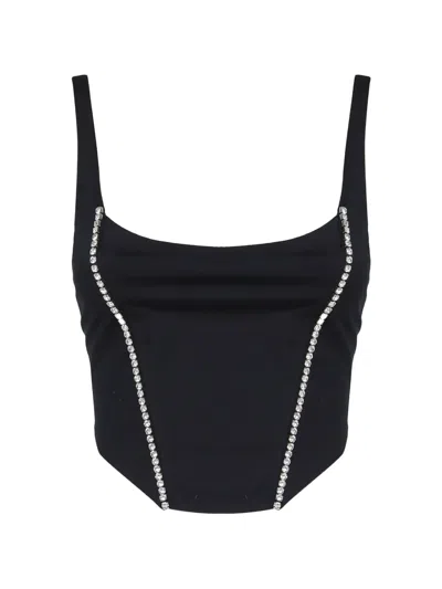 The Archivia Glitter-embellished Corset Top In Black