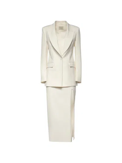 The Archivia Lora Single-breasted Slit-detail Suit In White