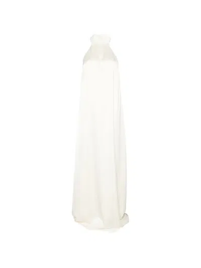 The Archivia Riviera Feather-trim Maxi Dress In White