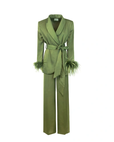 The Archivia Tailor Ives Verde Con Piume In Green