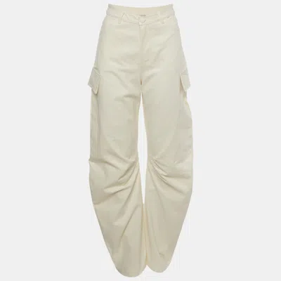 Pre-owned The Archivia White Gabardine Curved Cargo Trousers S