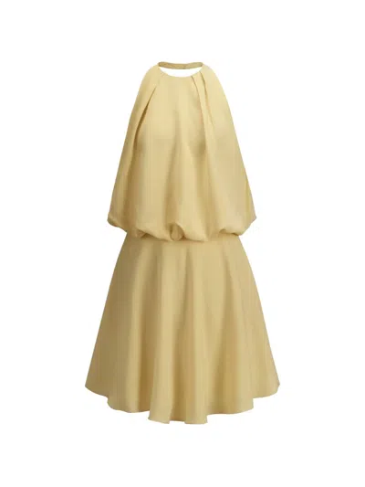 The Arkow Camille Halterneck Mini Dress In Yellow