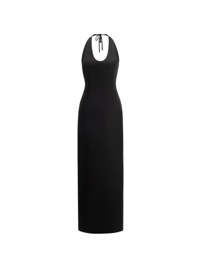 The Arkow Cara Halterneck Silk Maxi Dress In Black