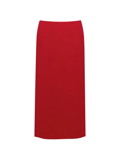 The Arkow Lily Side-slit Midi Skirt In Red